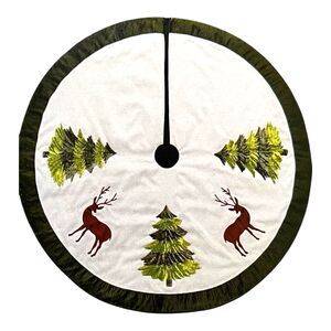 The Christmas Shoppe 50" Shimmer Sequin Tree & Reindeer Tree Skirt  NWT $50